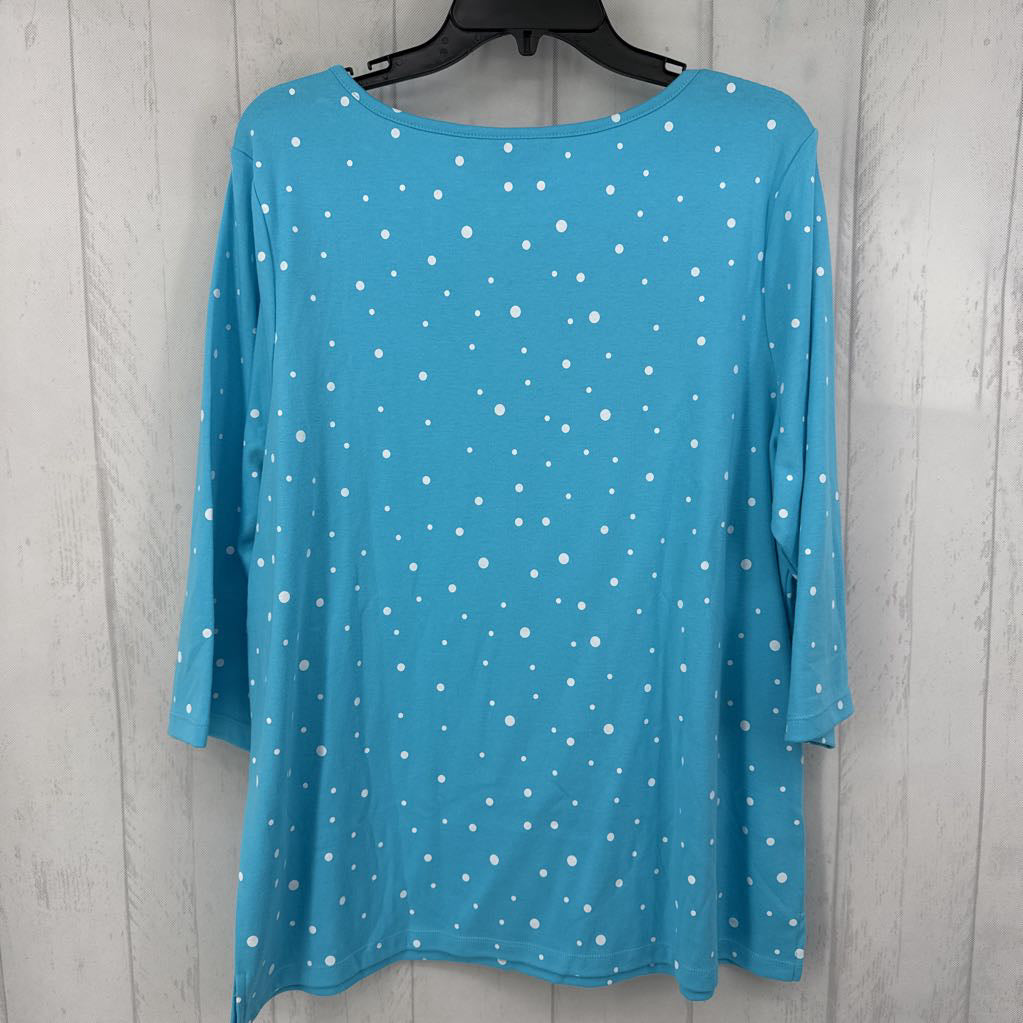 XL polka dot grommet 3/4 slv top