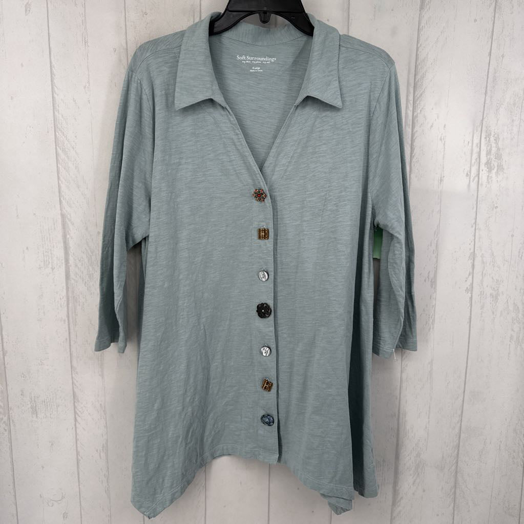 XL button down elbow slv top