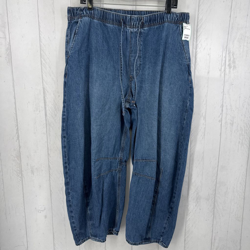 L denim barrel leg jean