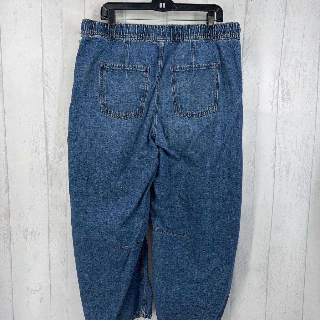 L denim barrel leg jean