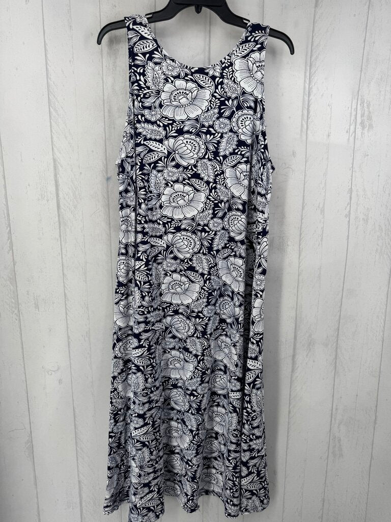 XLp flo print open back slvls dress