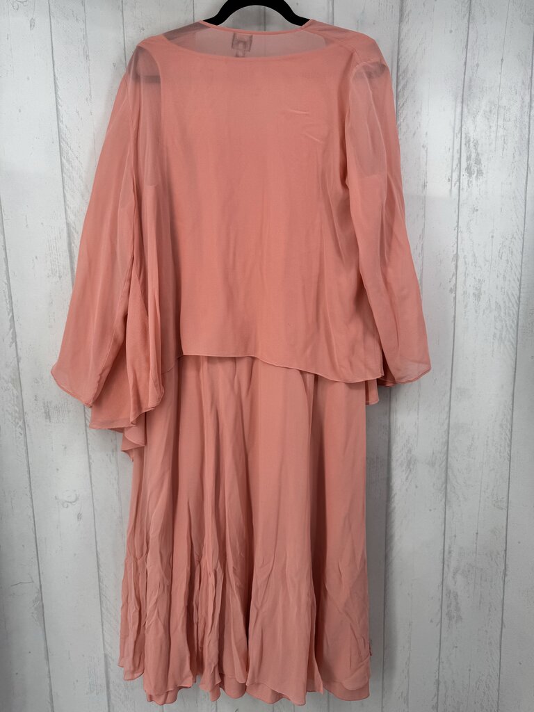 L 2pc slvls dress/ semi sheer l/s cardi