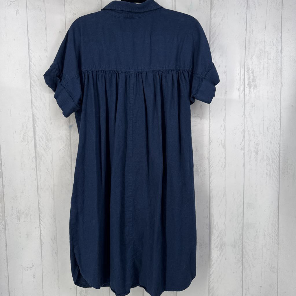 1X linen blend button down s/s dress