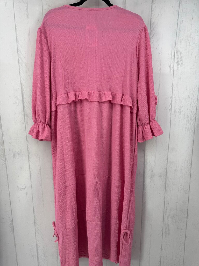 XL textured ruffled 3/4 slv dress