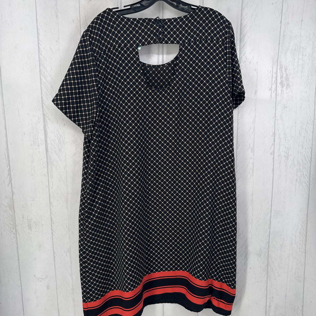XL printed cutout back s/s shiftdress
