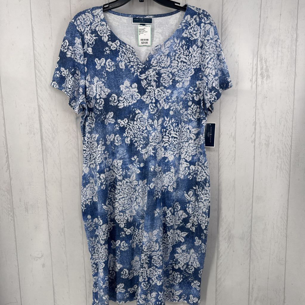 R50 1X flo print notch neck s/s dress