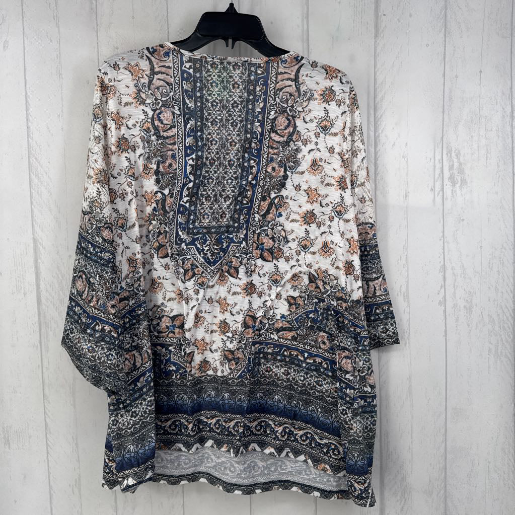 1X printed embelished 3/4 slv top