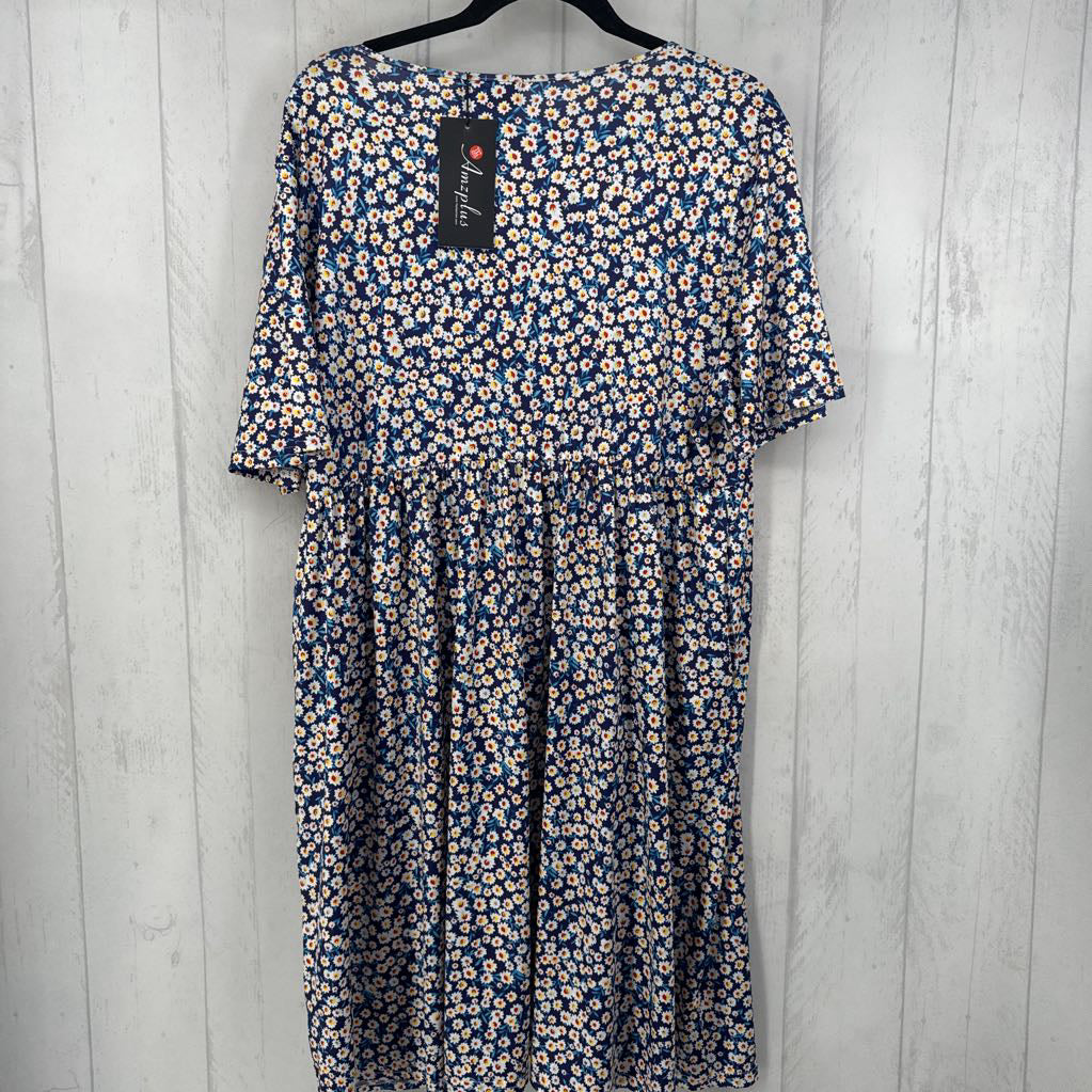 2XL flo print crossover s/s dress