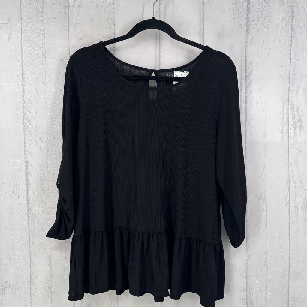 XL ribbed 3/4 slv peplum top