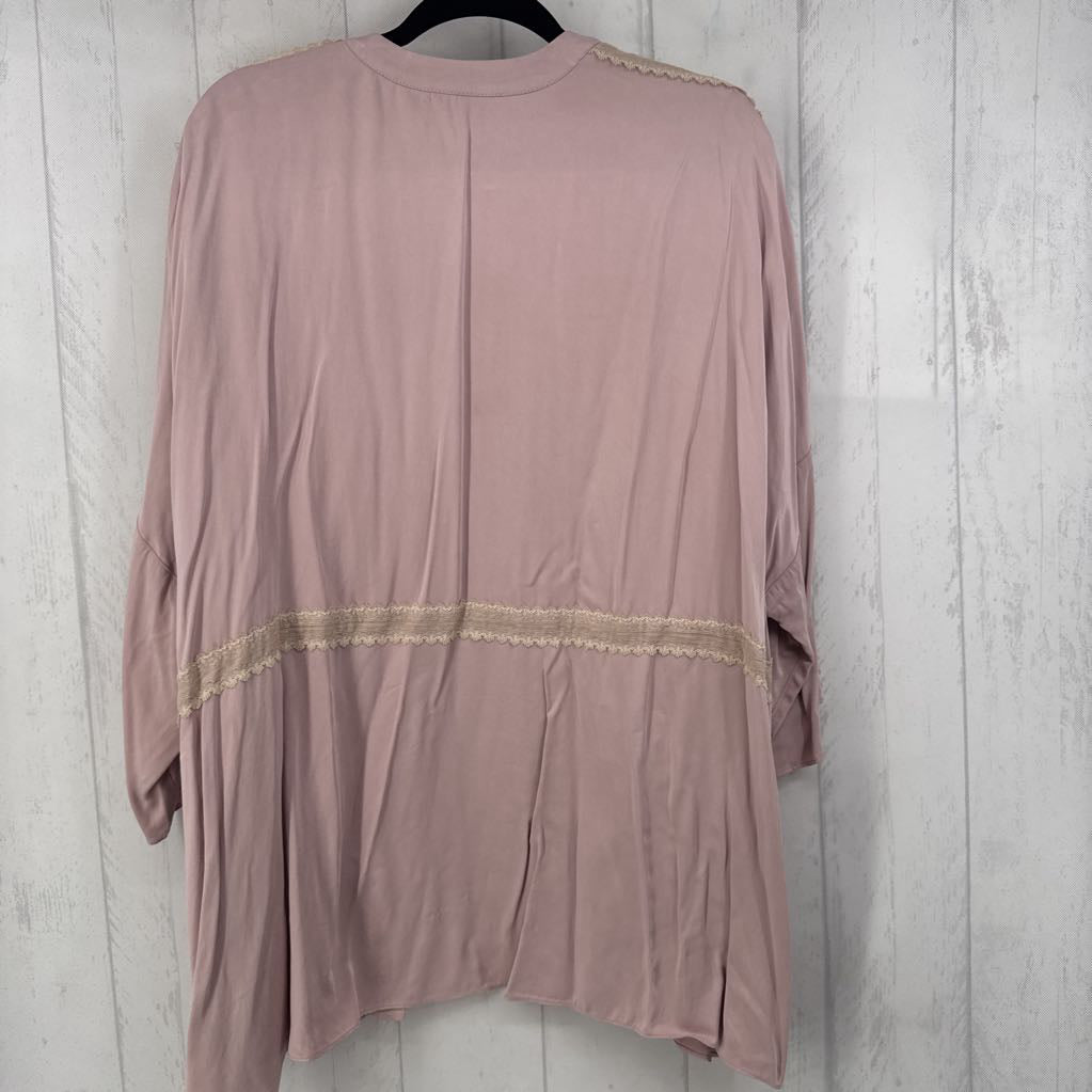 XL lace trim detail drop shoulder cover-up