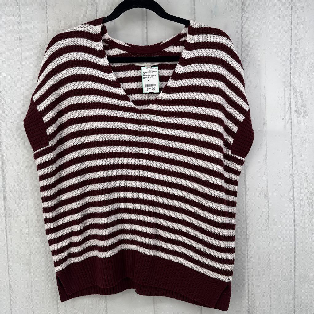 XS striped v-neck s/s sweater