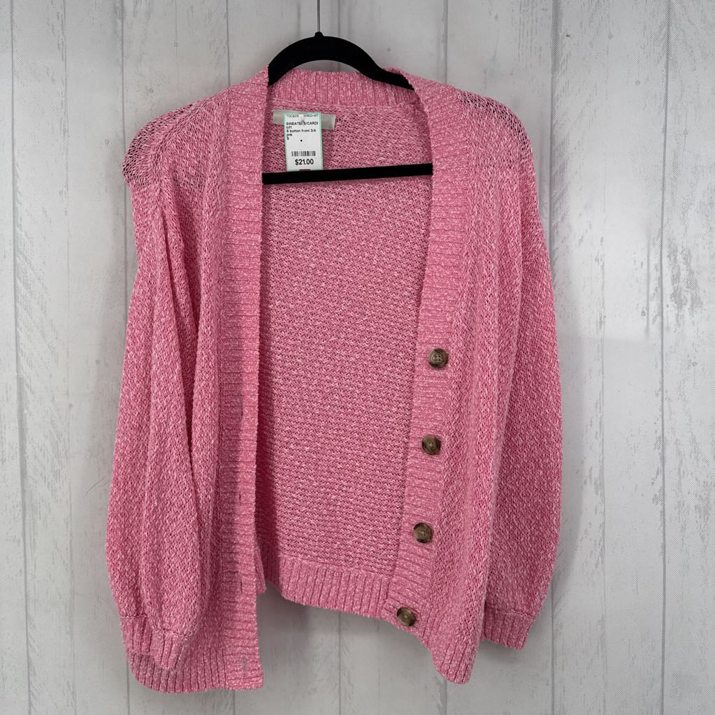 S button front 3/4 slv cardi