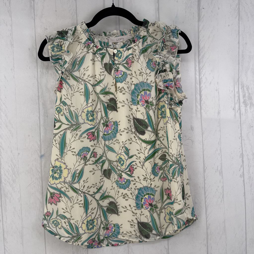 XS flo print notch neck tank