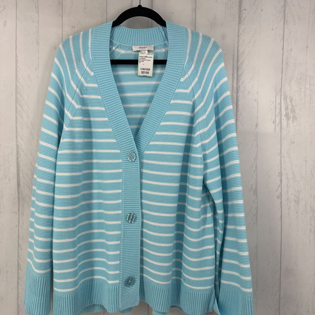 1X striped button front cardi