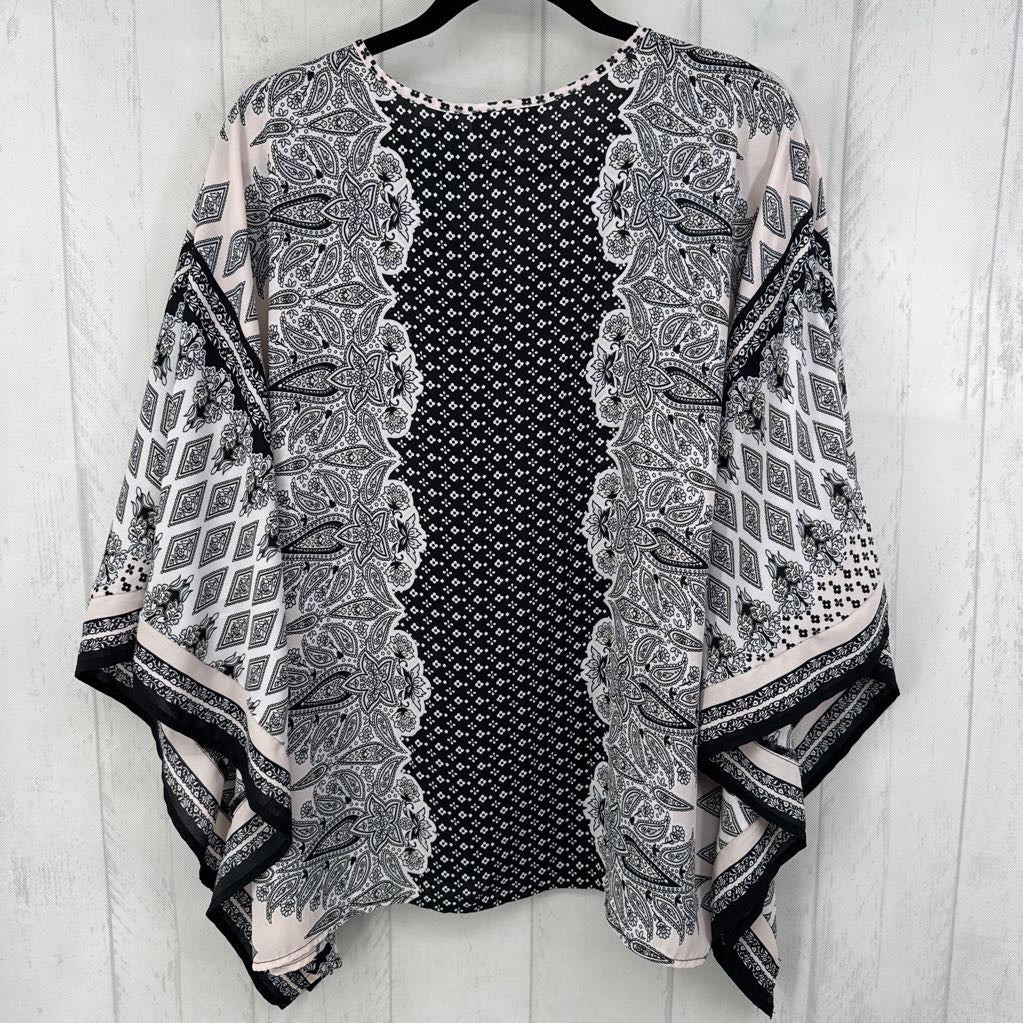 S printed v-neck poncho