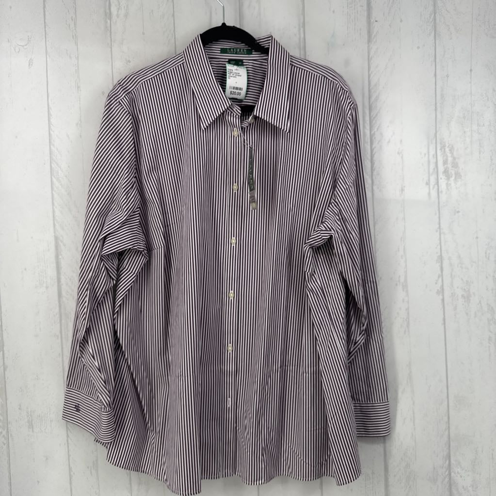 R67 3X striped button down l/s top