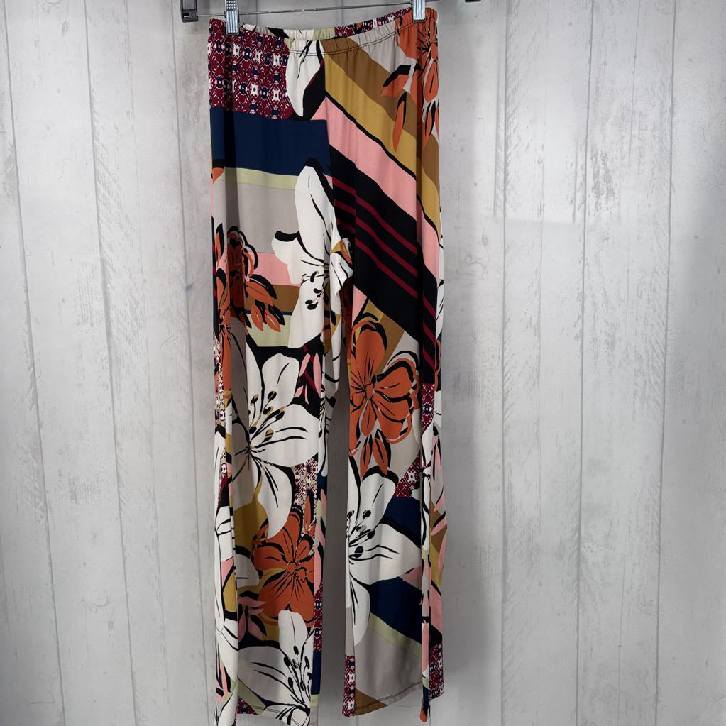 M printed pull-on wide leg pant
