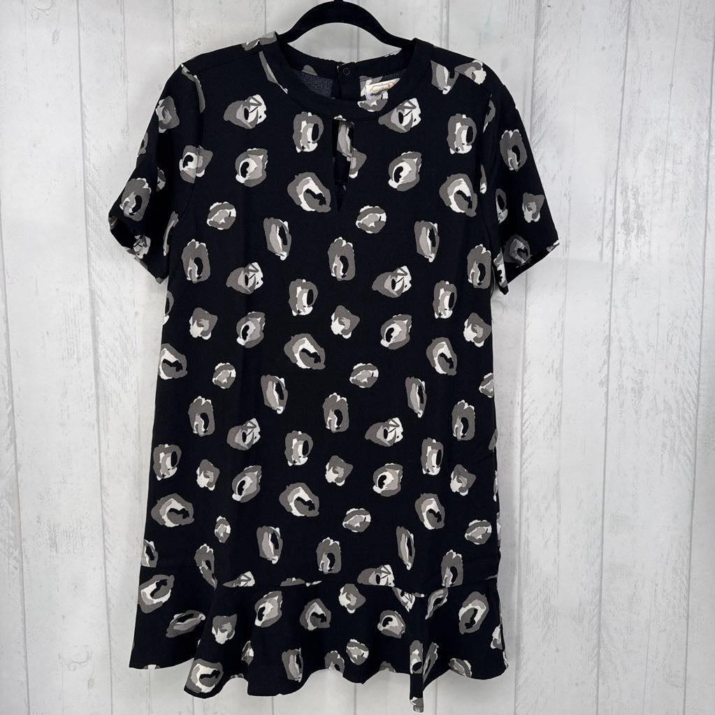 M notch neck animal print s/s dress