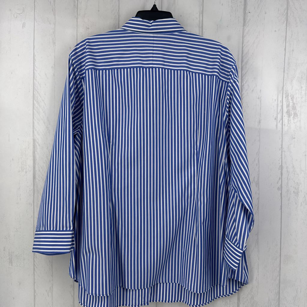 R75 3X striped button down 3/4 slv top