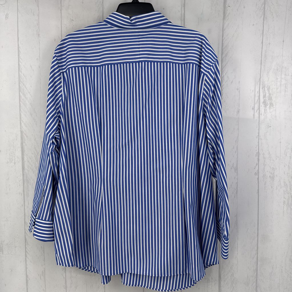 R75 3X striped button down 3/4 slv top