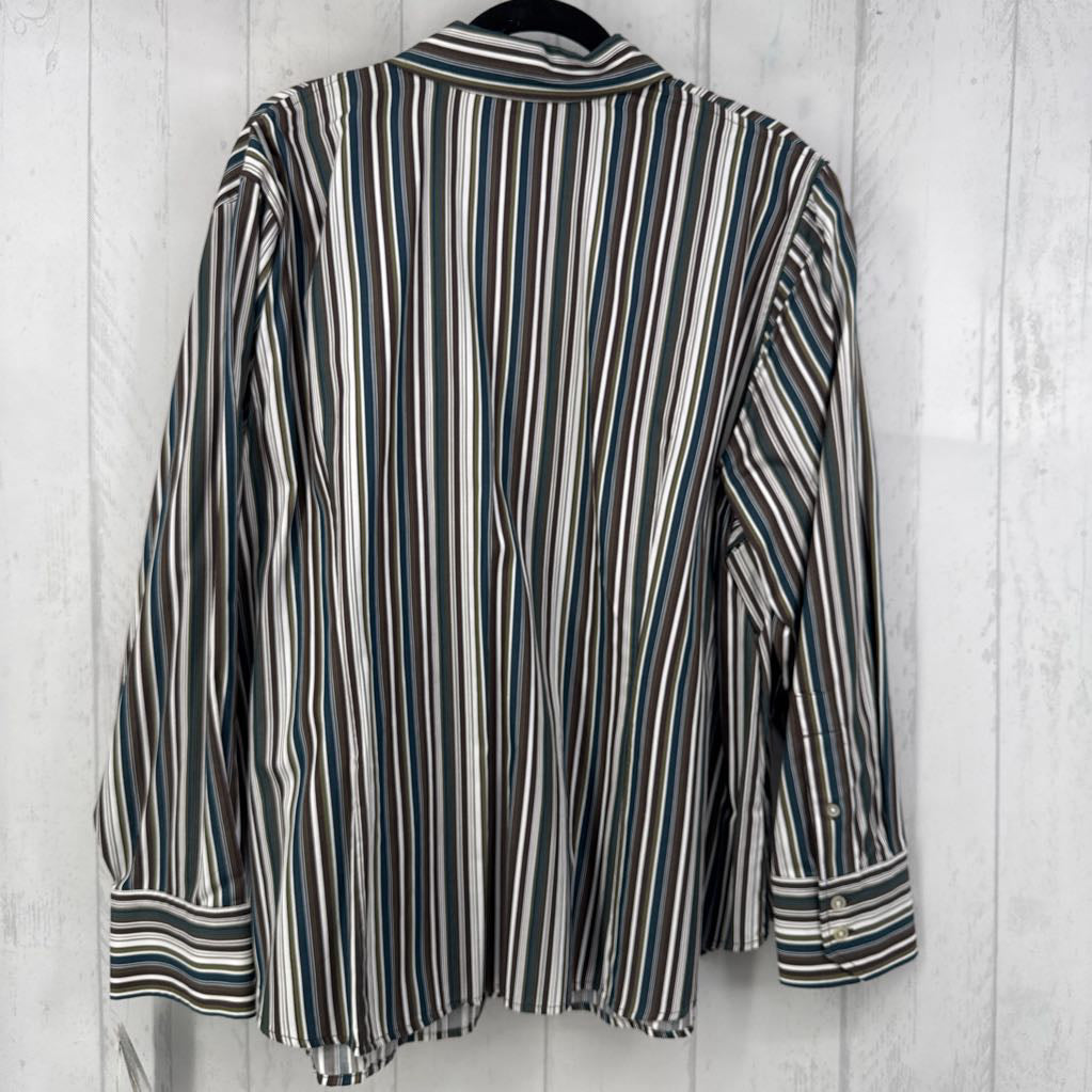 R65 3X striped button down l/s top