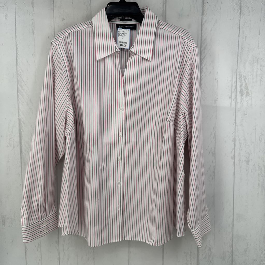 R84 3X striped button down l/s top