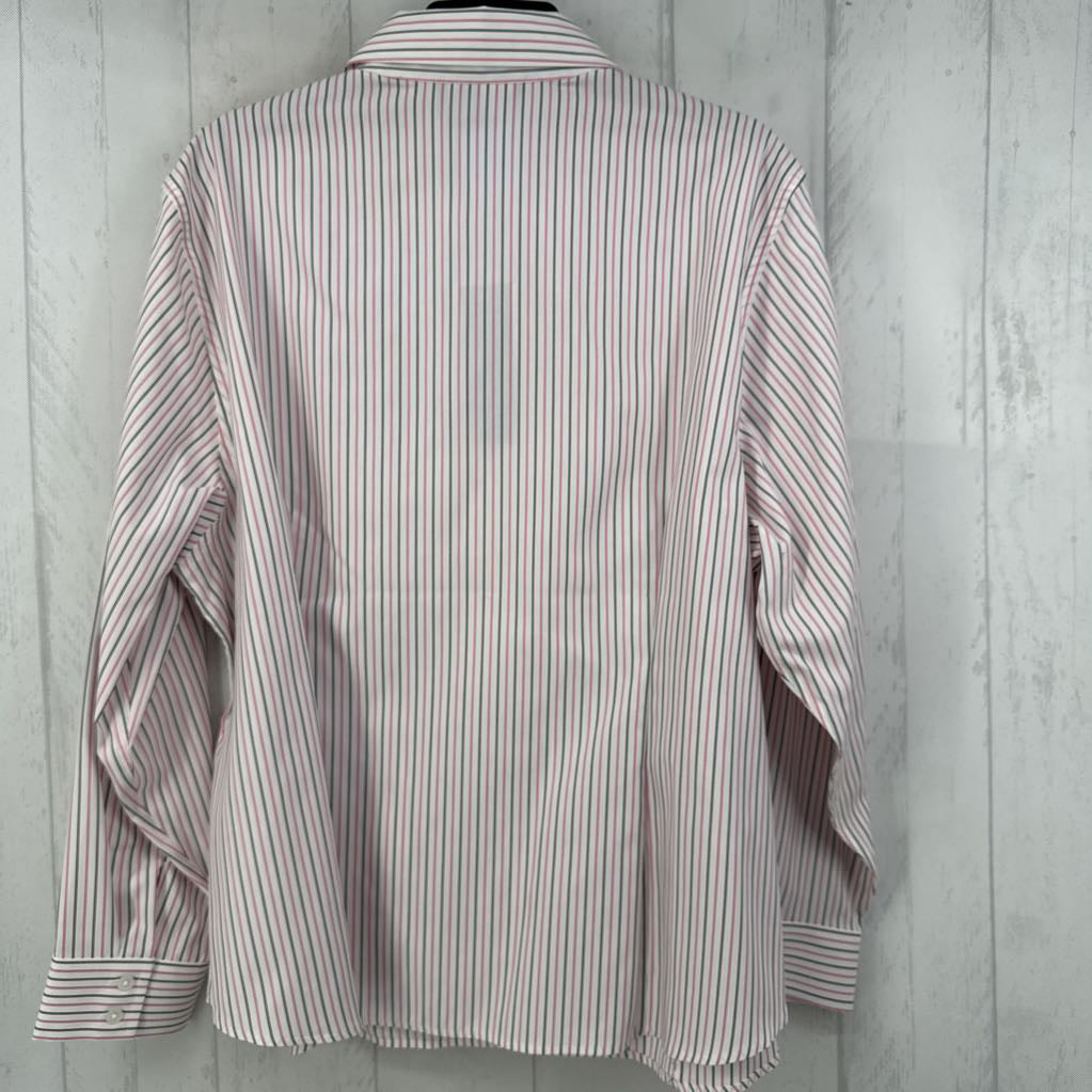 R84 3X striped button down l/s top