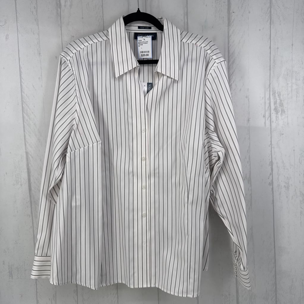 R84 3X striped button down l/s top