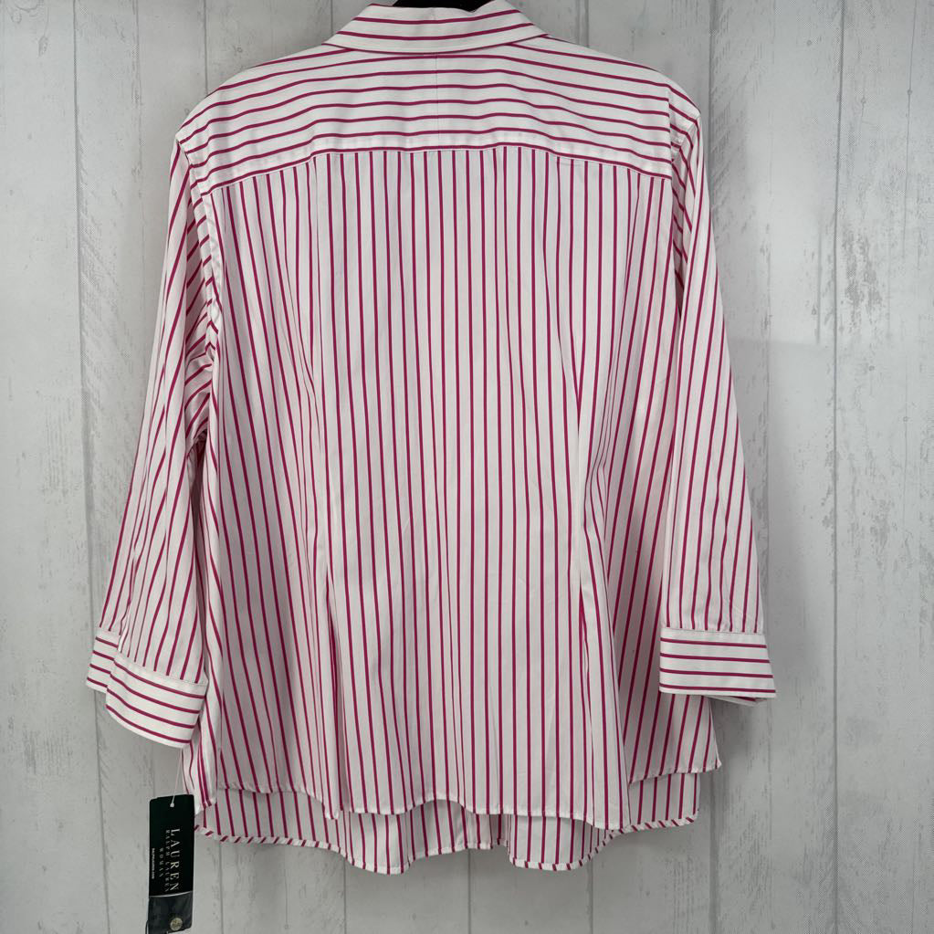 R42 3X striped button down 3/4 slv top