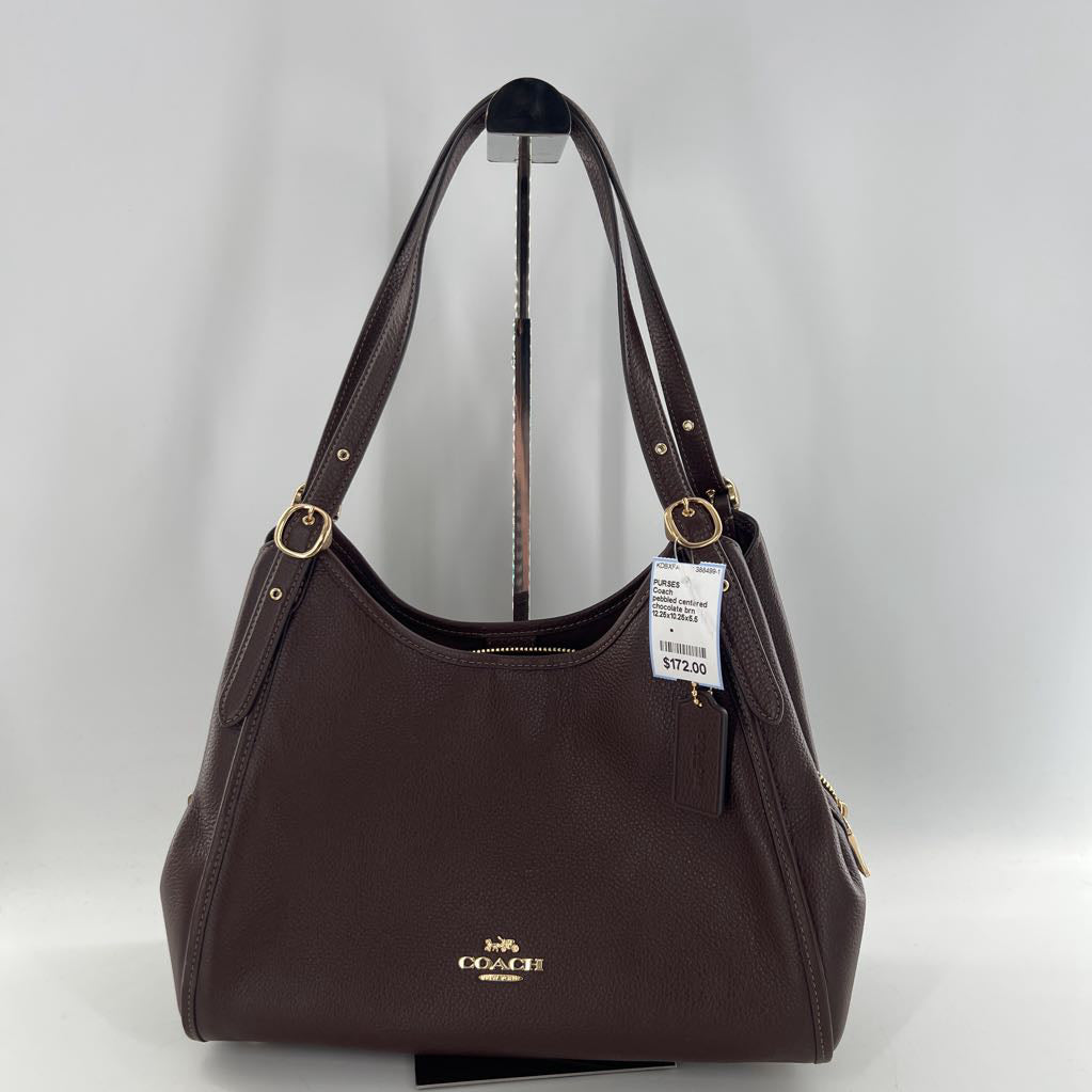 pebbled centered zip compartment shoulder bag