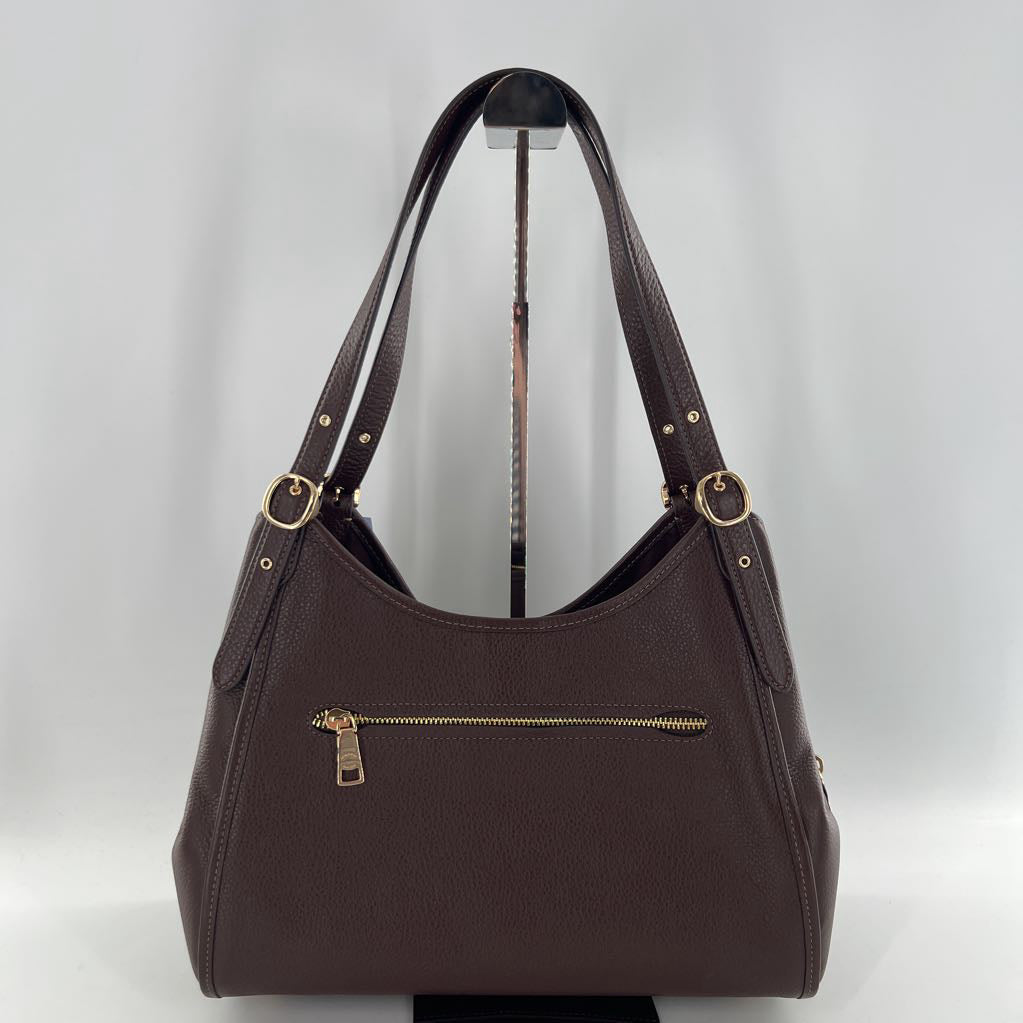 pebbled centered zip compartment shoulder bag