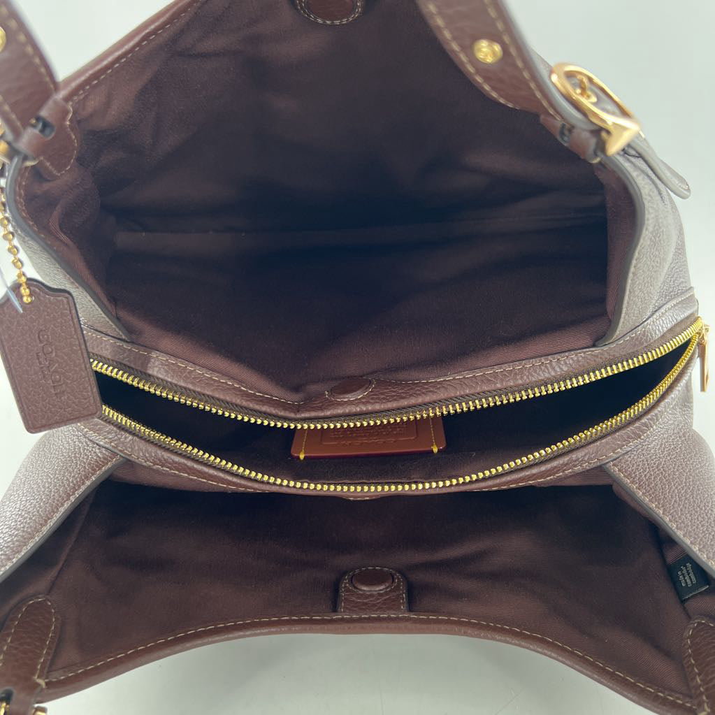 pebbled centered zip compartment shoulder bag