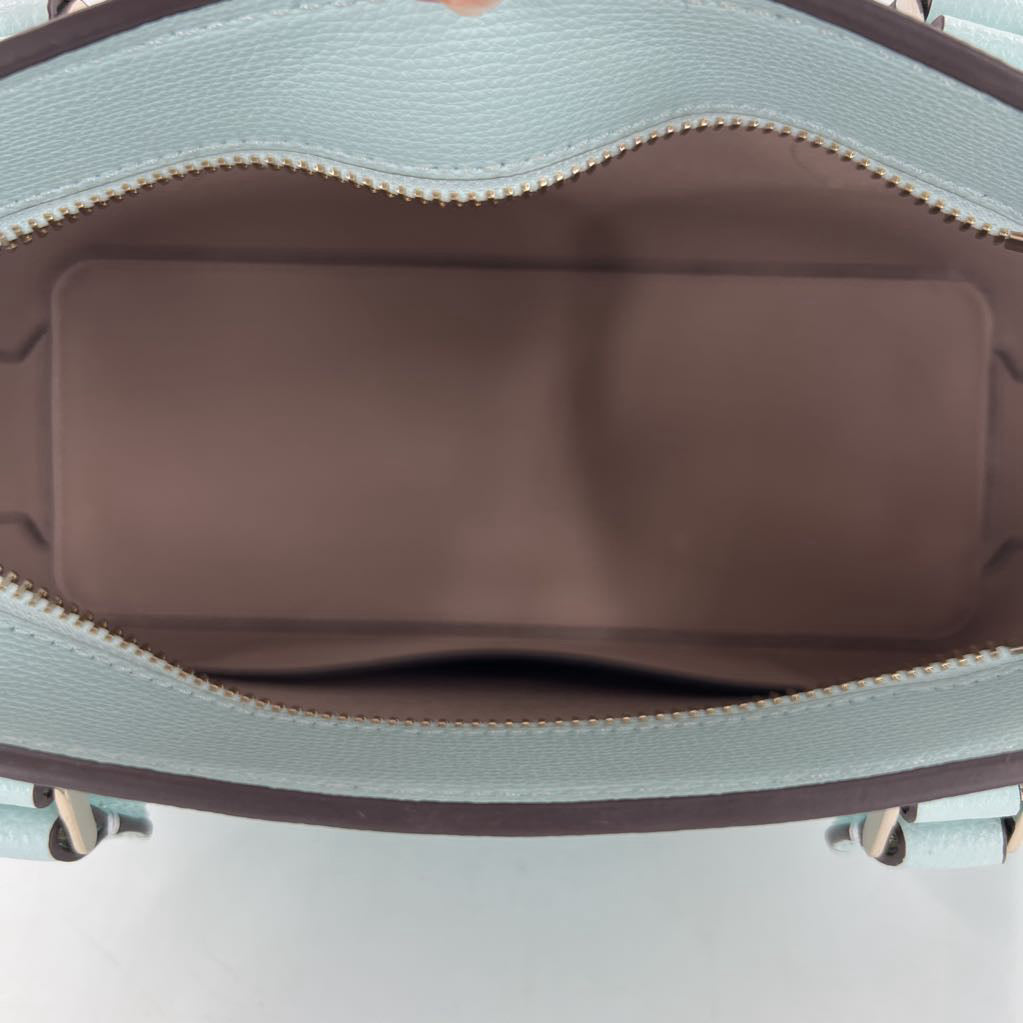 footed top zip satchel