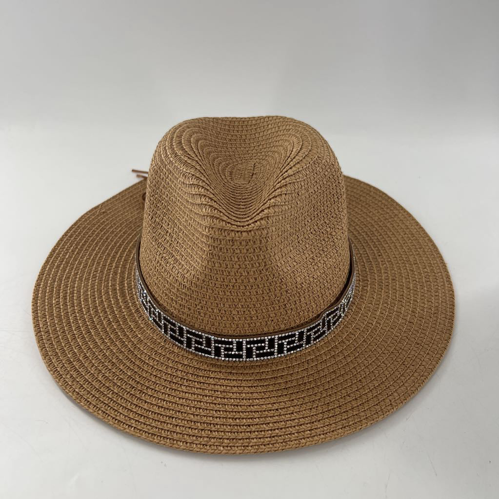 rhinestone embelished straw hat