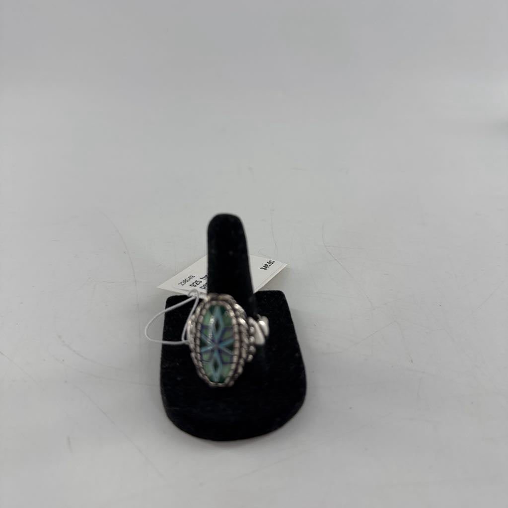 925 turquoise pendant & ring set(sz 8)