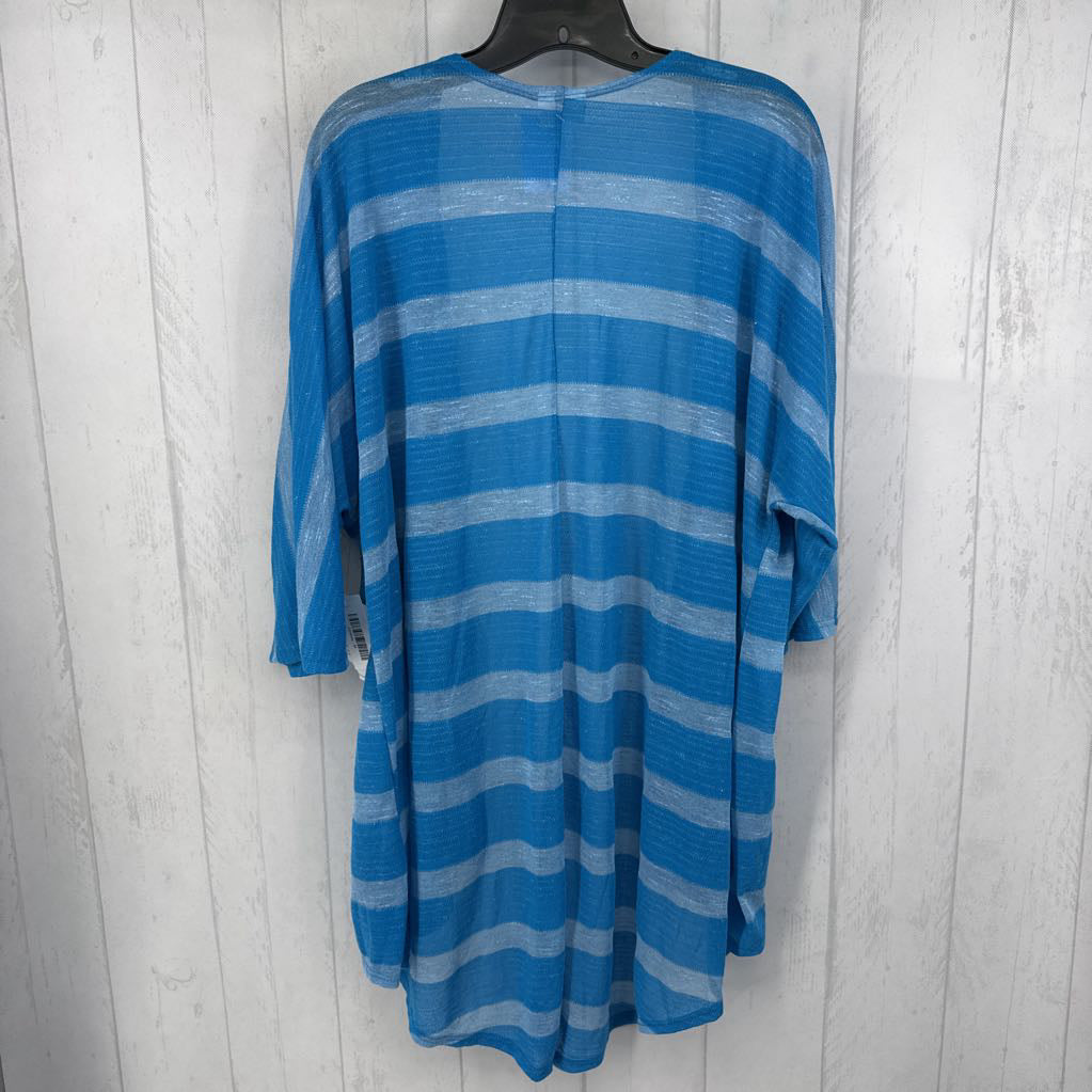 M striped open front 3/4 slv cardi