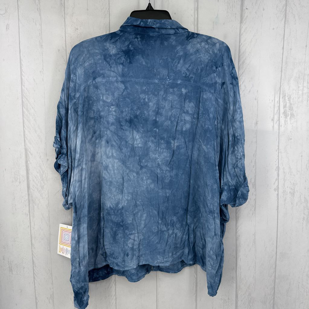 XL tie-dye button down l/s top
