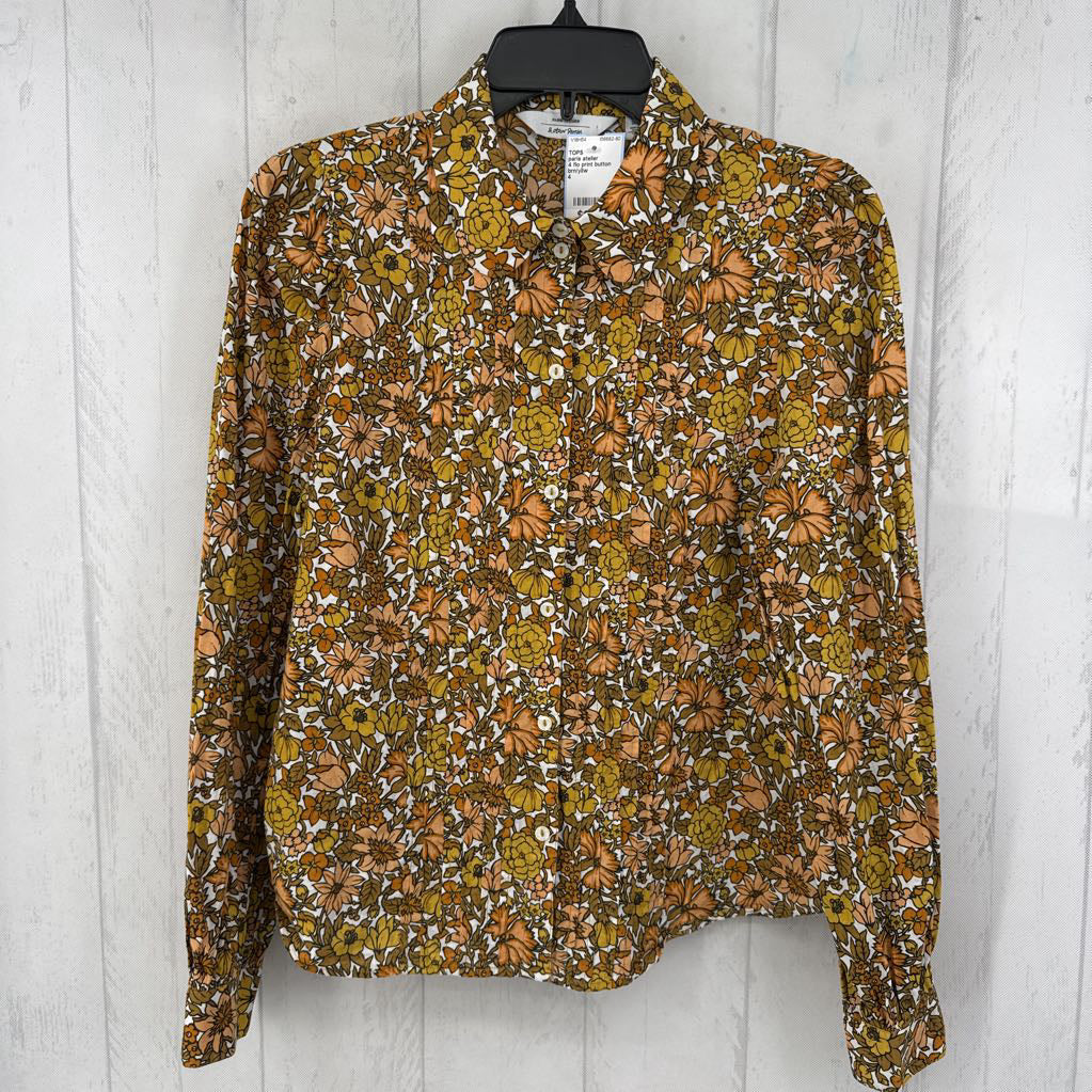 4 flo print button down l/s top