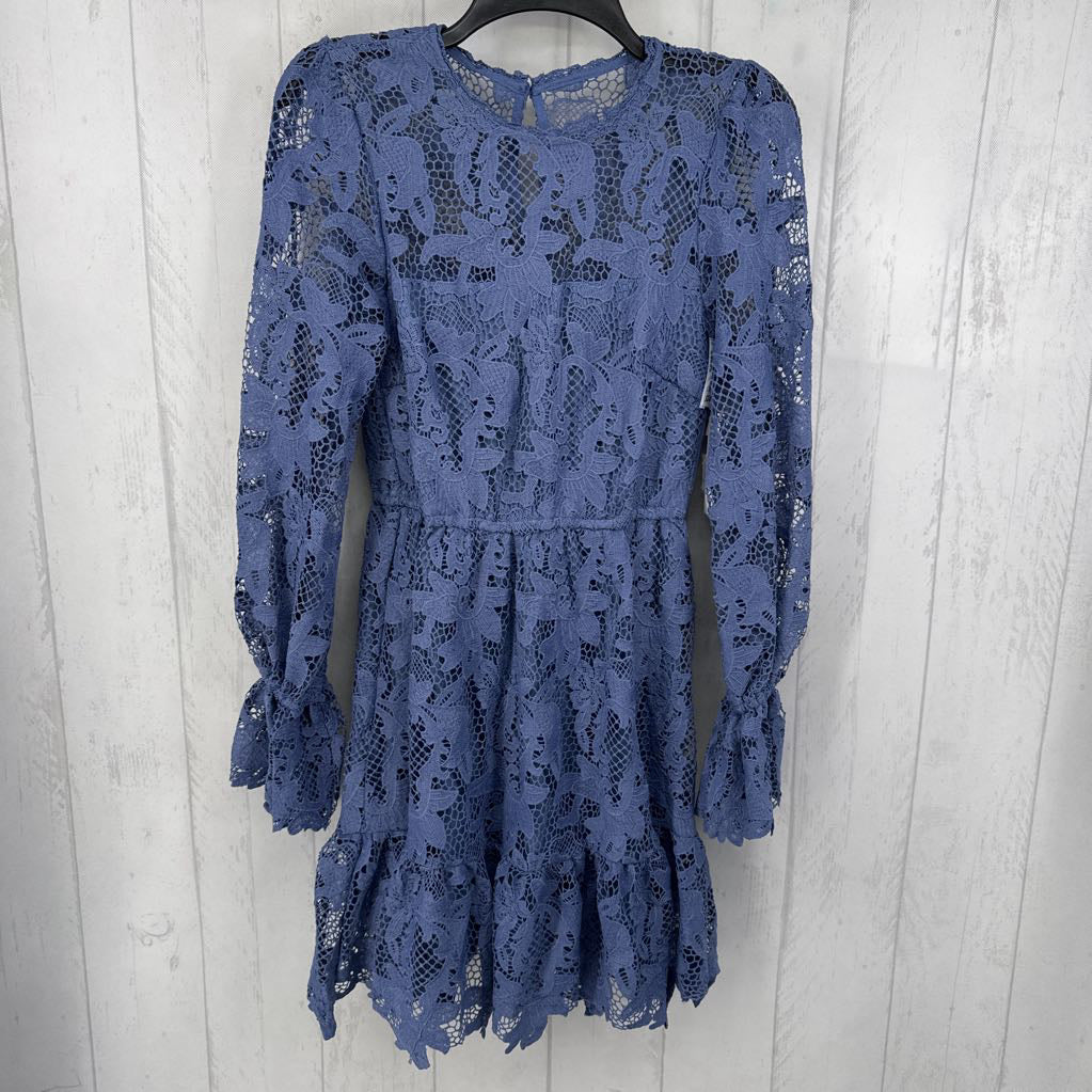 XS lace ruffle hem l/s dress
