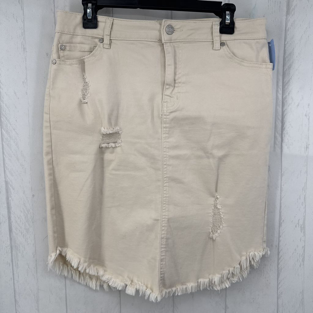 10 frayed hem twill skirt