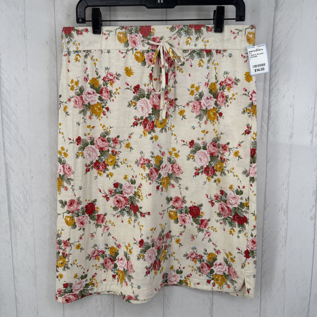 L pull-on flo print skirt
