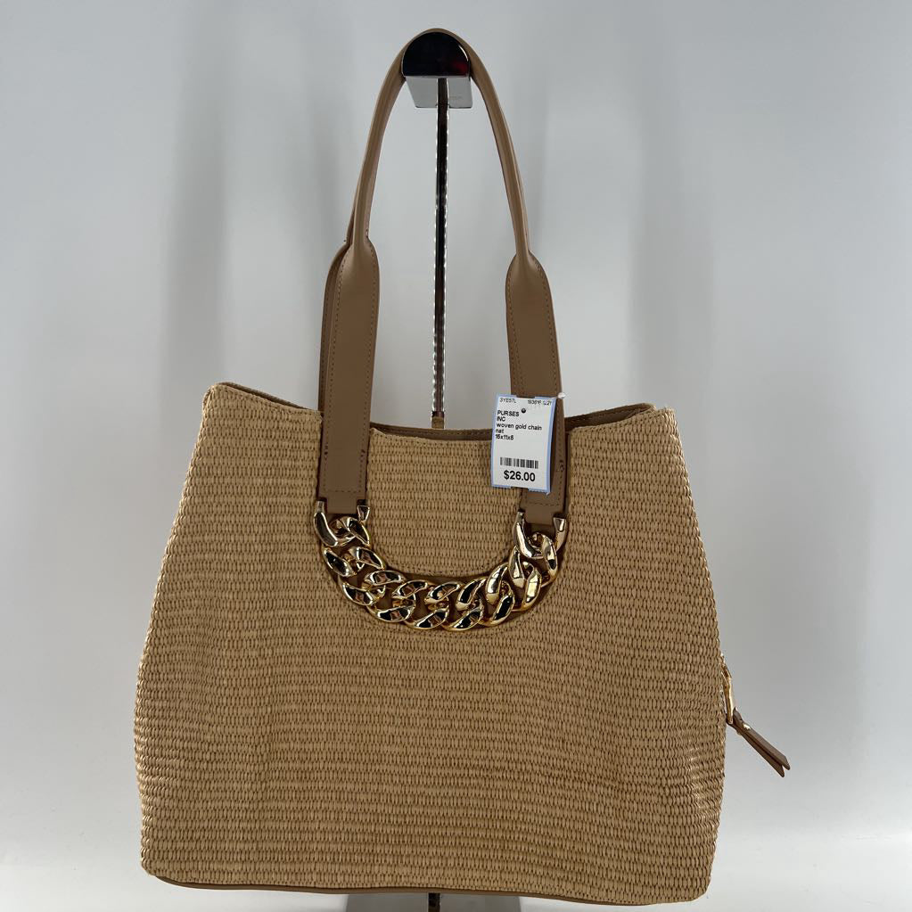 woven gold chain detail shoulder bag
