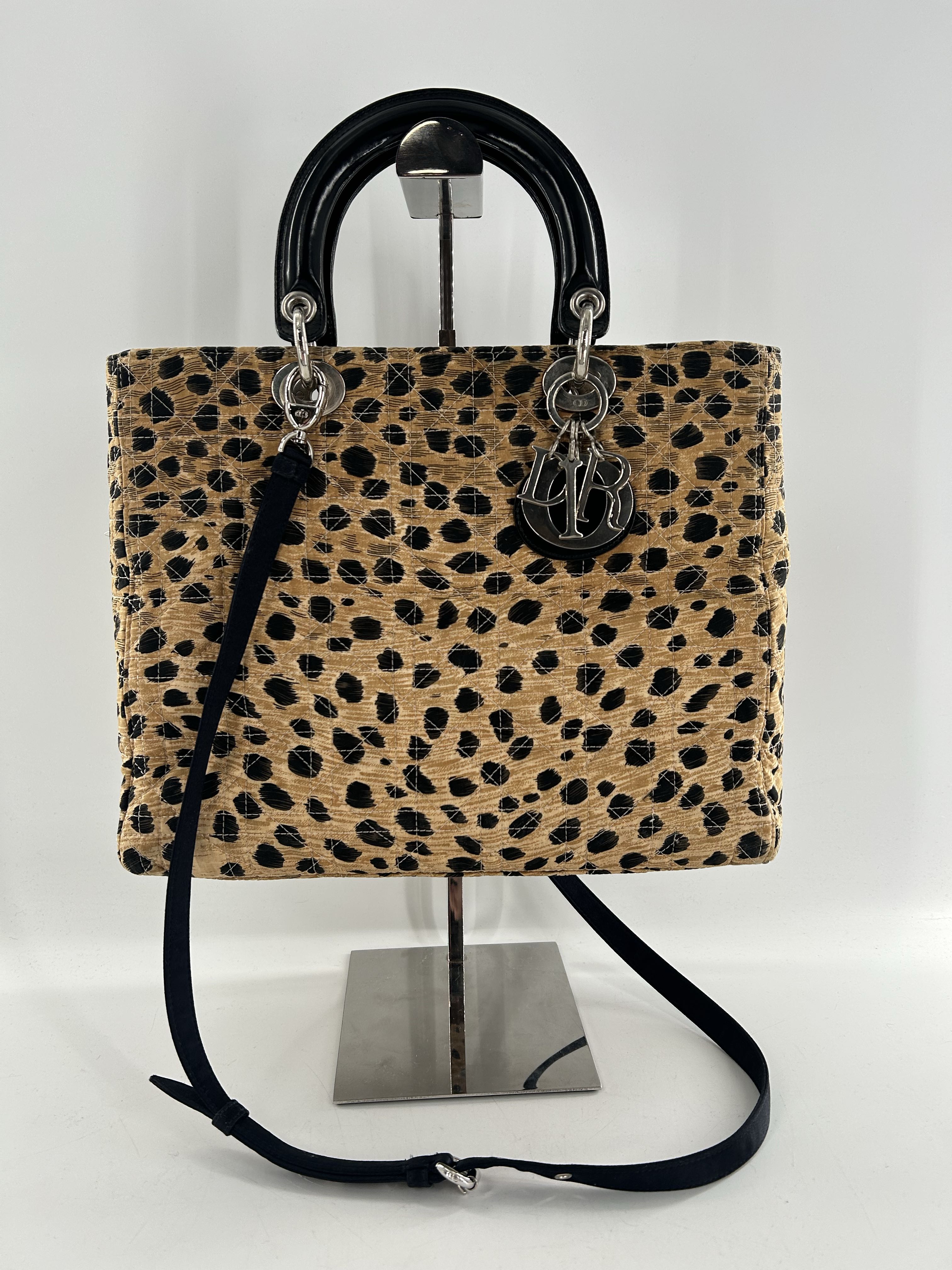 canvas animal print dual handle tote