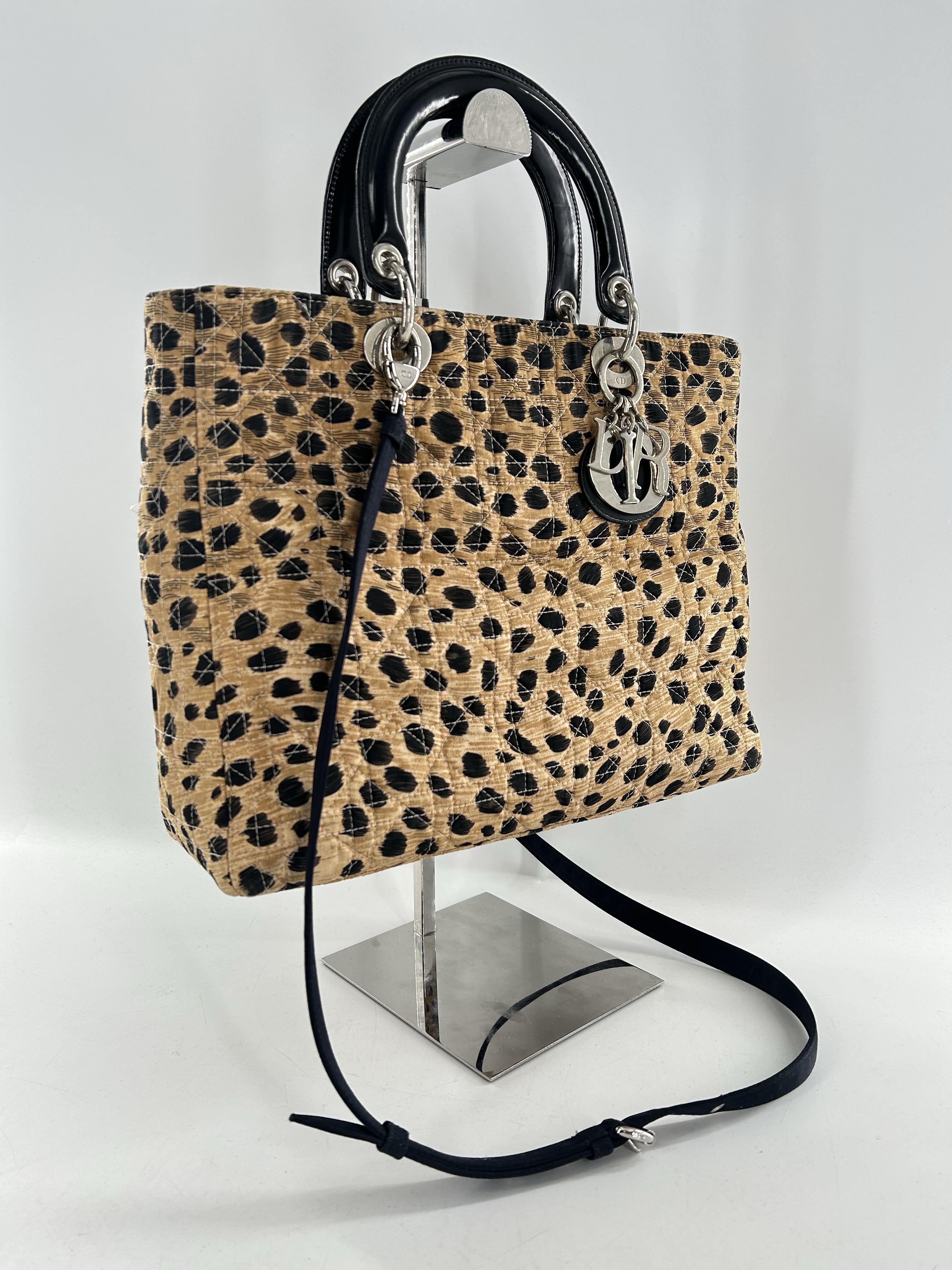 canvas animal print dual handle tote