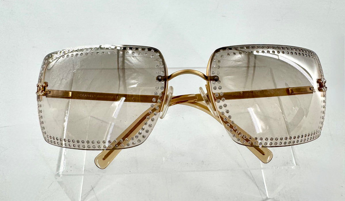 Vintage Chanel eyeglasses Chanel Modernist Half Rim Silver Glasses W CC Logo Carved  main image 4