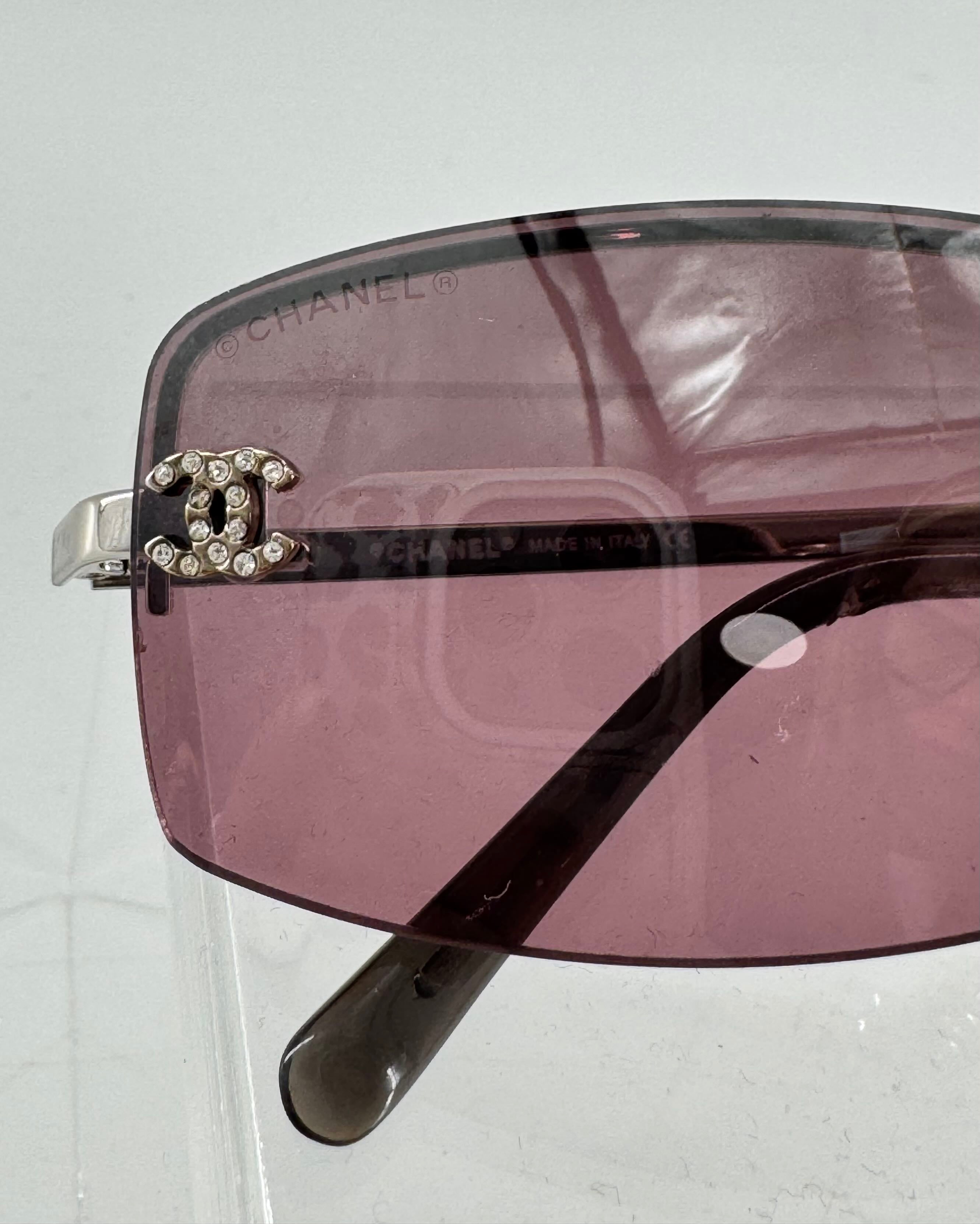 Chanel 4093-B Swarovski Rhinestone Purple Tinted Silver Sunglasses