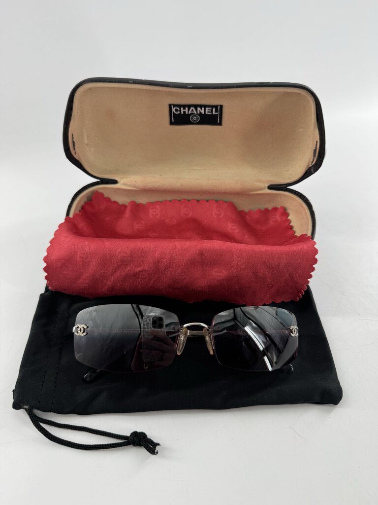 Chanel 4093-B Swarovski Rhinestone Purple Tinted Silver Sunglasses