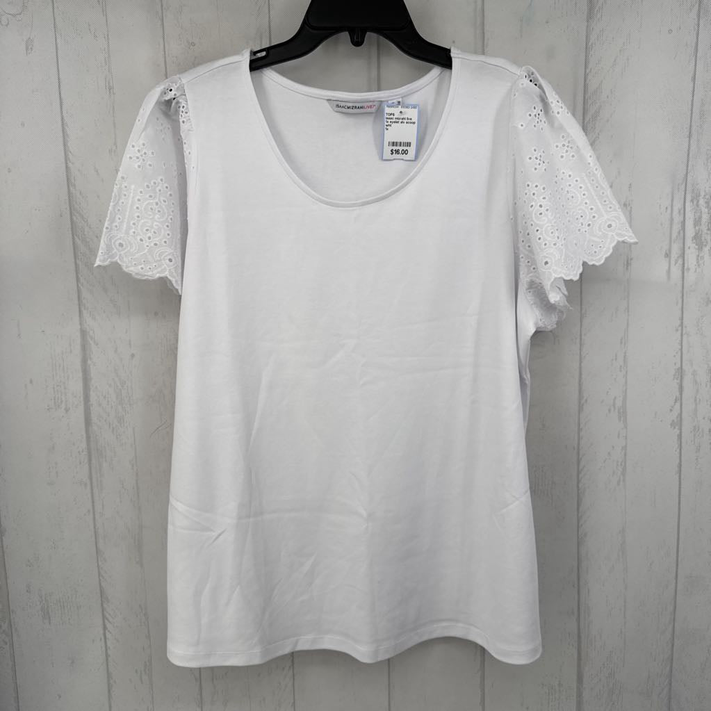 1x eyelet slv scoop neck top