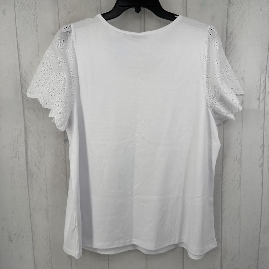 1x eyelet slv scoop neck top