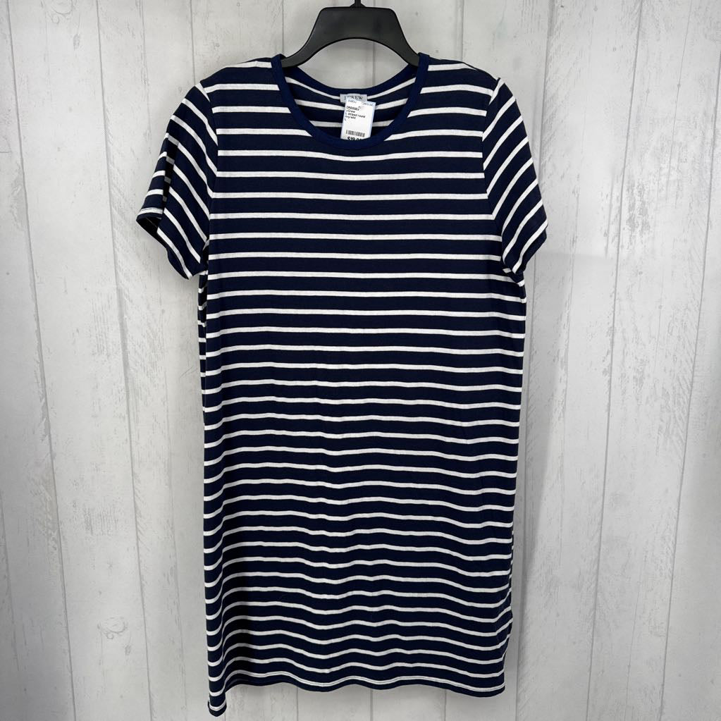 L striped round neck s/s dress